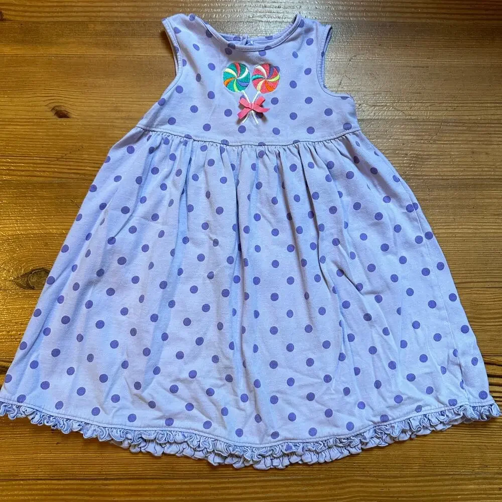 J. Khaki purple‎ polkadot sleeveless candy applique dress SIZE 6T